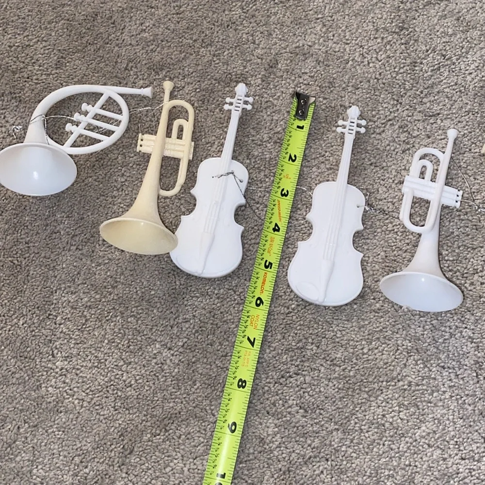 White & cream Musical Instrument Christmas Ornaments set (6)‎ Vintage